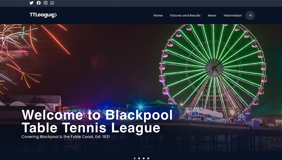 Homepage of Blackpool Table Tennis's website